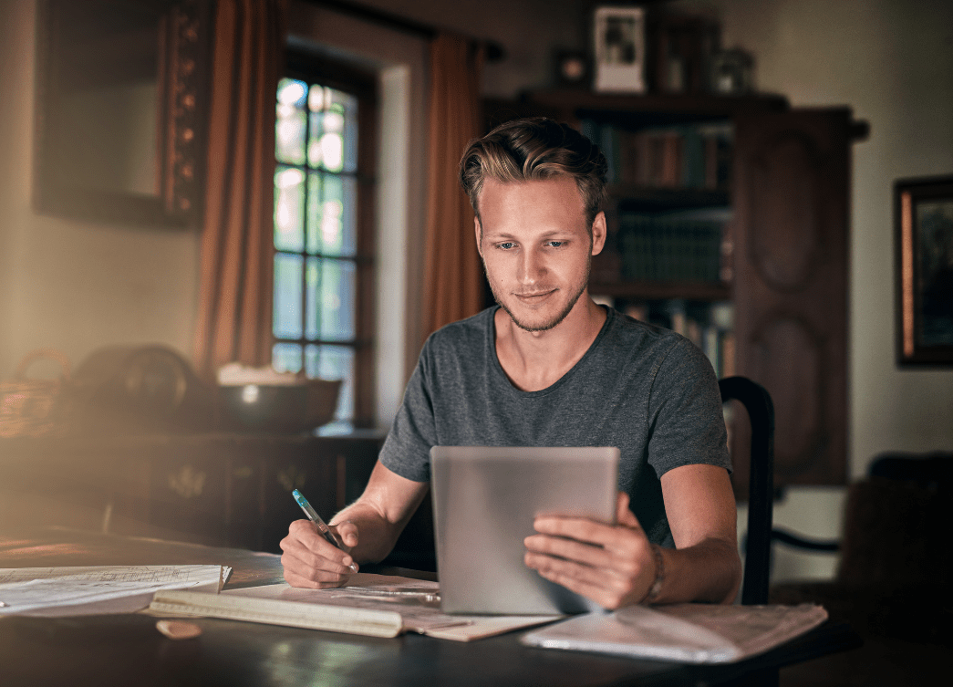 Man researching at his desk